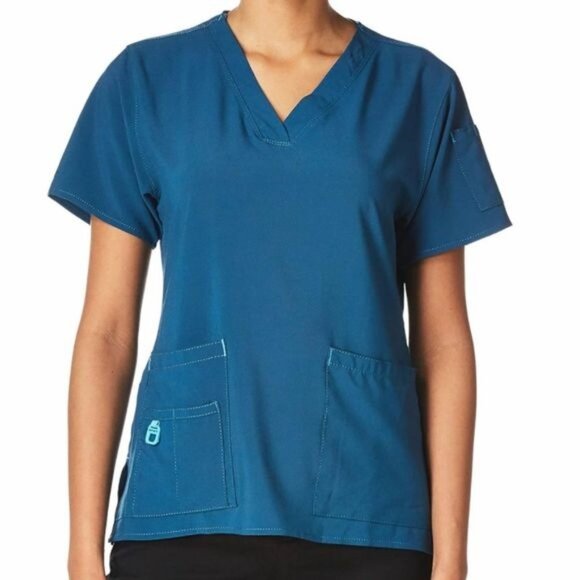 Carhartt Cross-Flex Womens Plus Size 3X Media Scrub Top in Caribbean - Picture 1 of 6